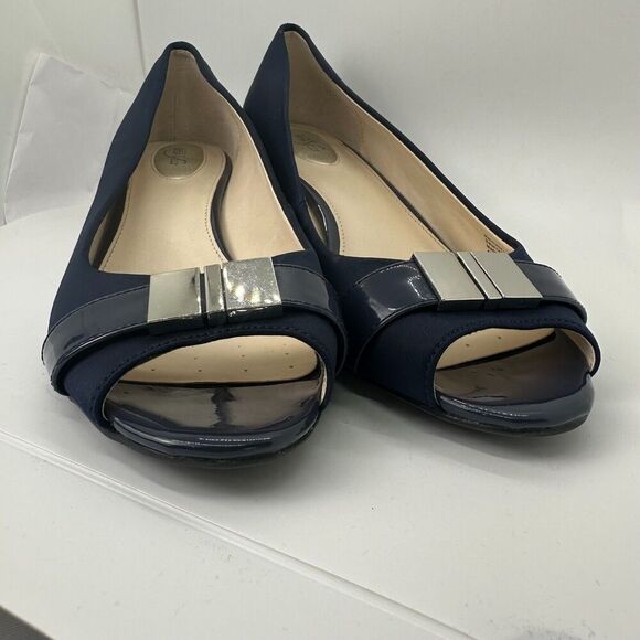 ALFANI Step n’ Flex Navy Wedge Pumps Heels Mary Jane with Silver Buckle SIZE 11M - Picture 9 of 10